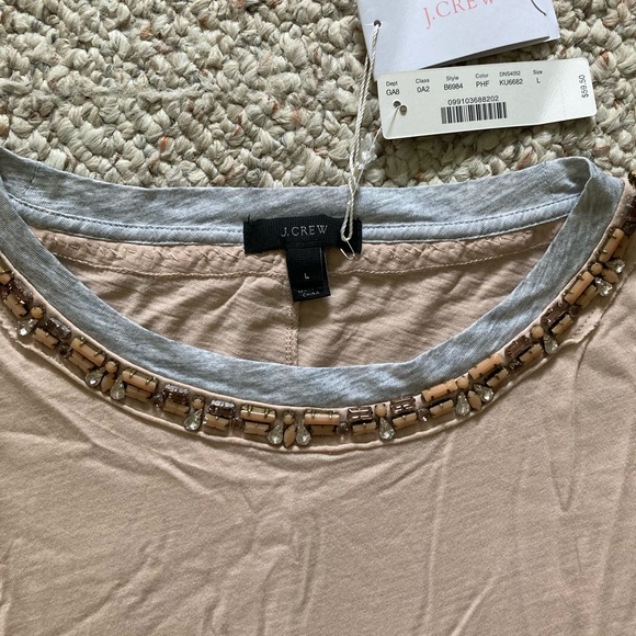 J. Crew Jeweled roll-sleeve tee - Picture 2 of 4